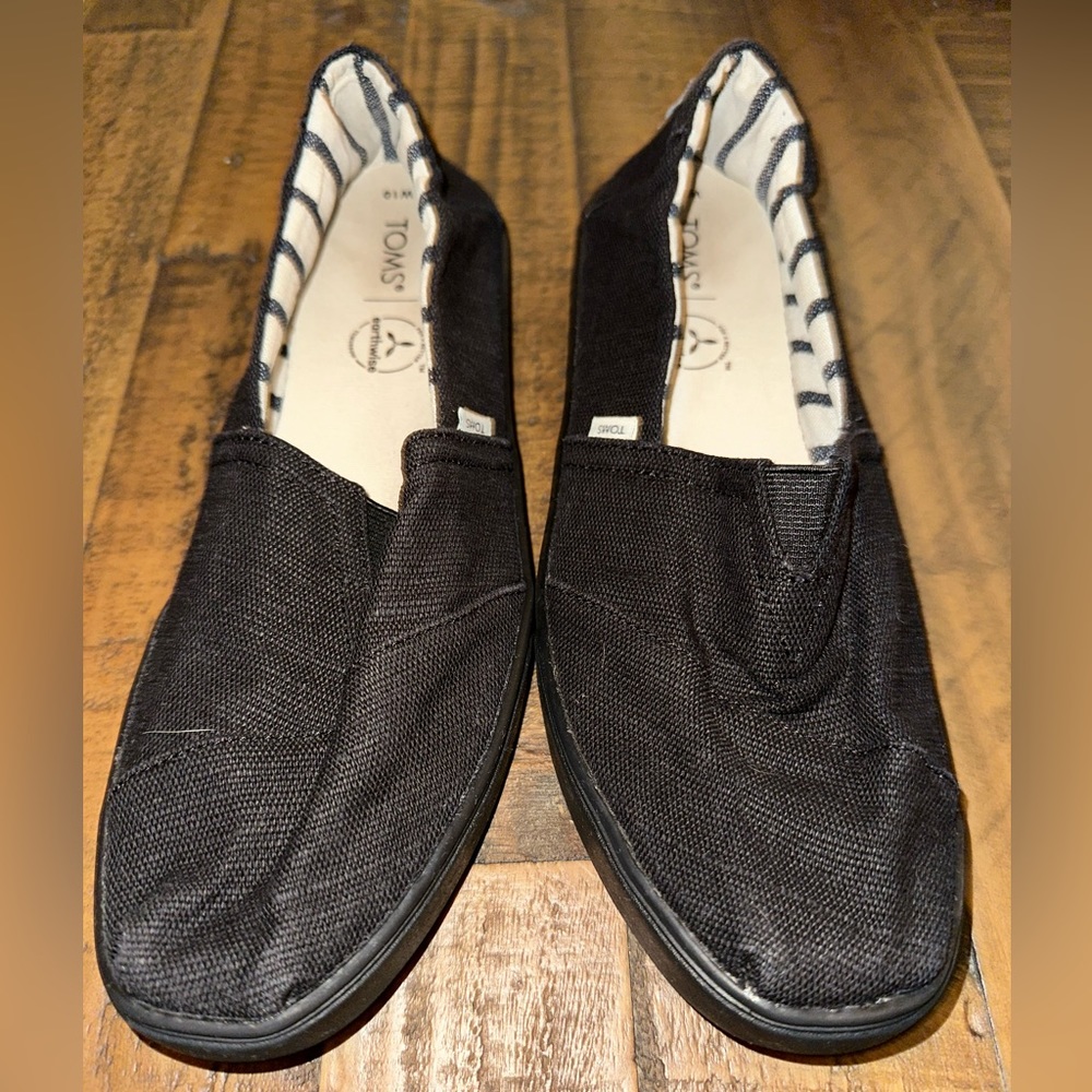 Tons Alpargata Recycled Cotton Canvas Slip On Shoes Black - Size 10 W
